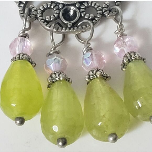 ARTISAN Dangling Chandelier Wire-Wrapped Bead Leverback Earrings - Picture 4 of 9